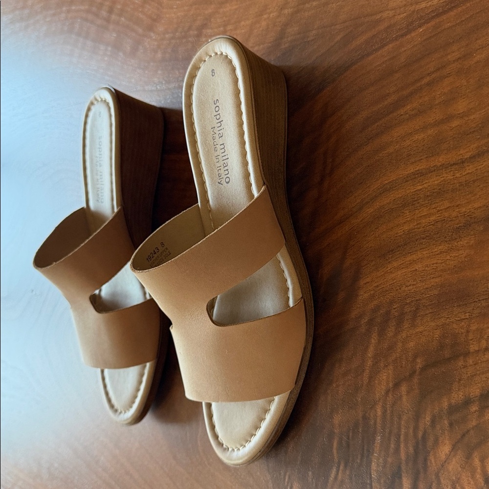 Sophia Milano Nude Slide Sandals size 8 - Picture 7 of 12